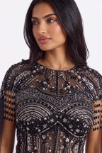 Basalte Black Gunmetal Beaded Co-ord Set by Dorie Atelier – view 2