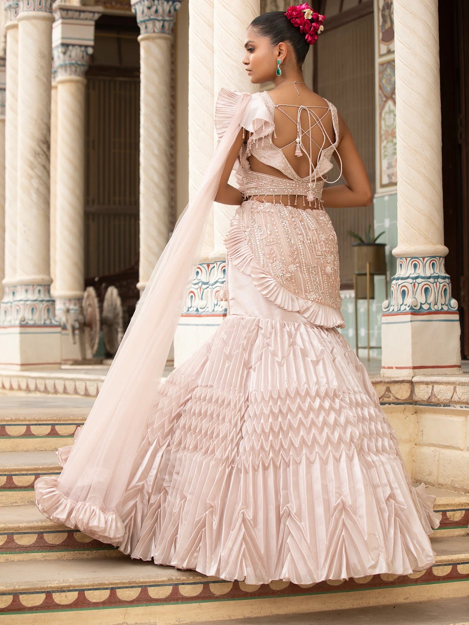 Blush Ruffle Mermaid Lehenga