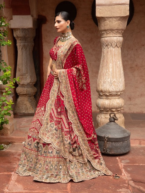 Heritage Red Mughal Bridal Lehenga