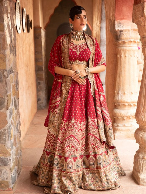 Heritage Red Mughal Bridal Lehenga