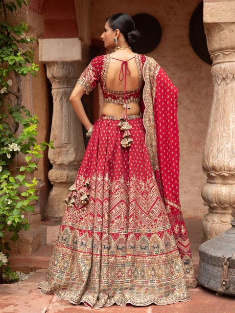 Heritage Red Mughal Bridal Lehenga