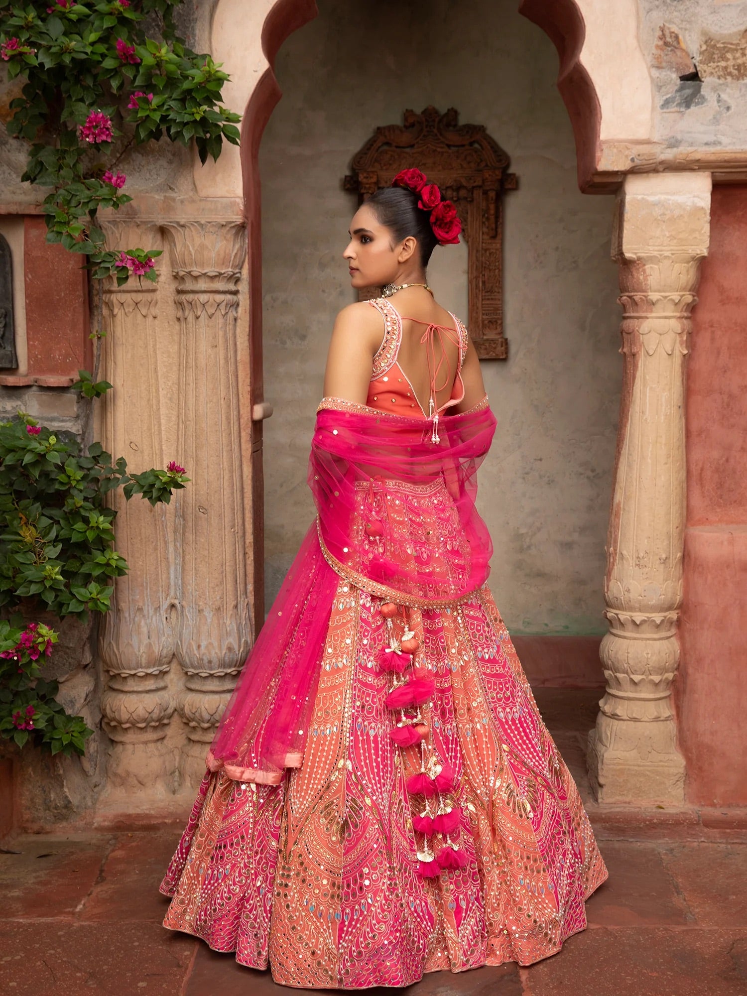Sunset Mirrorwork Lehenga