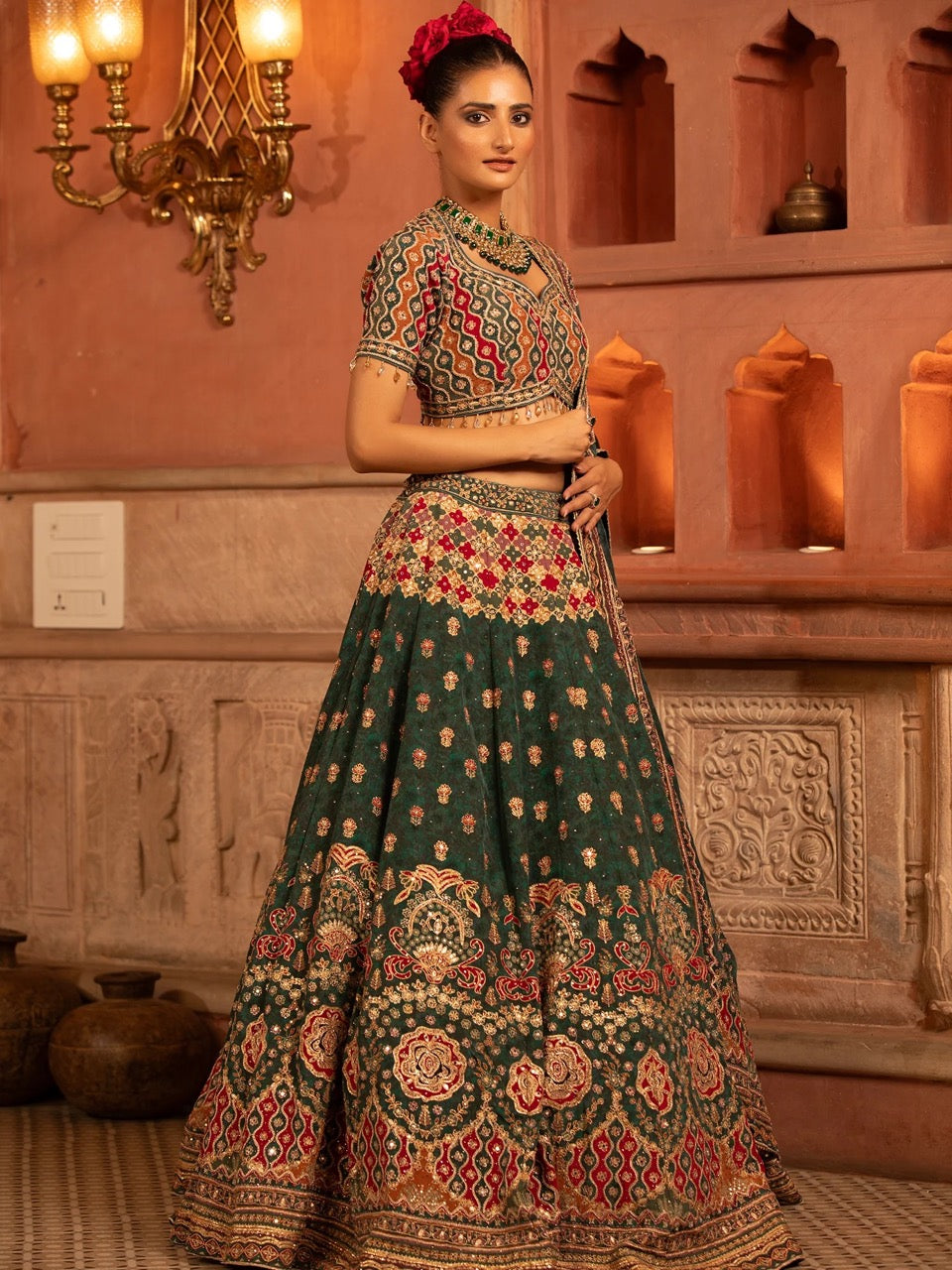 Regal Emerald Bridal Lehenga