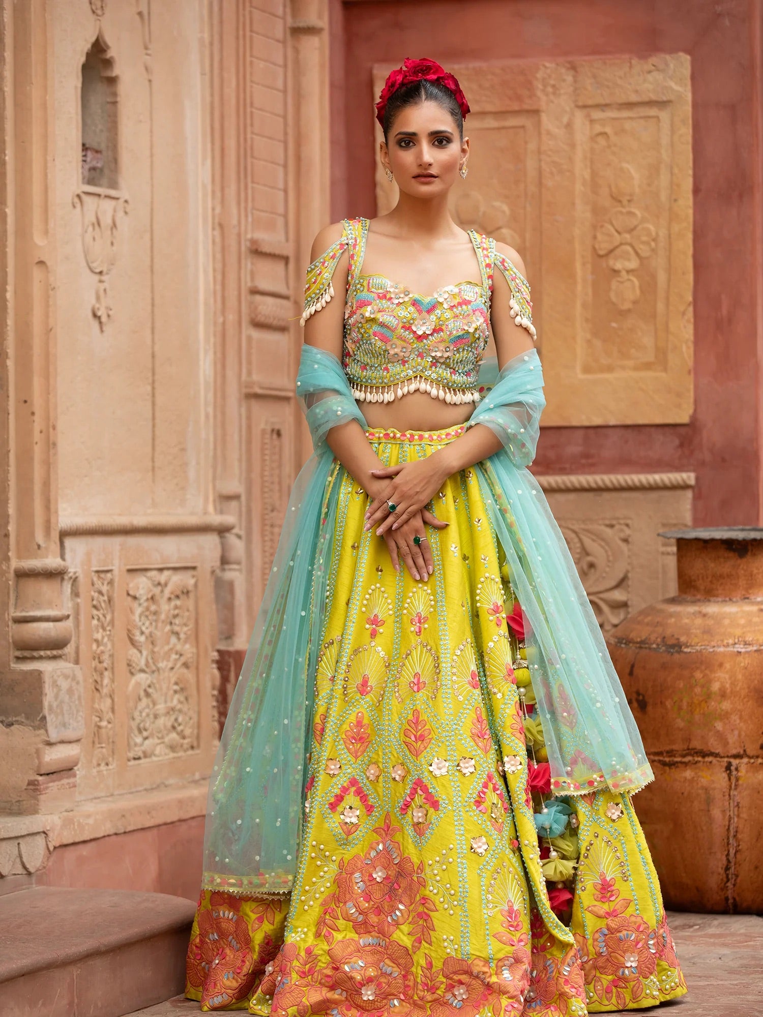 Lime Embroidered Lehenga