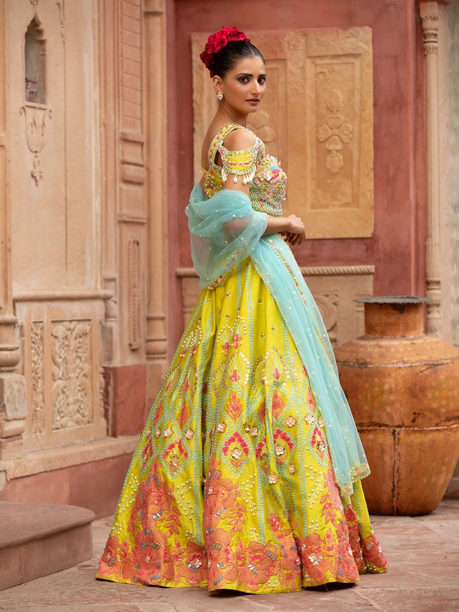 Lime Embroidered Lehenga