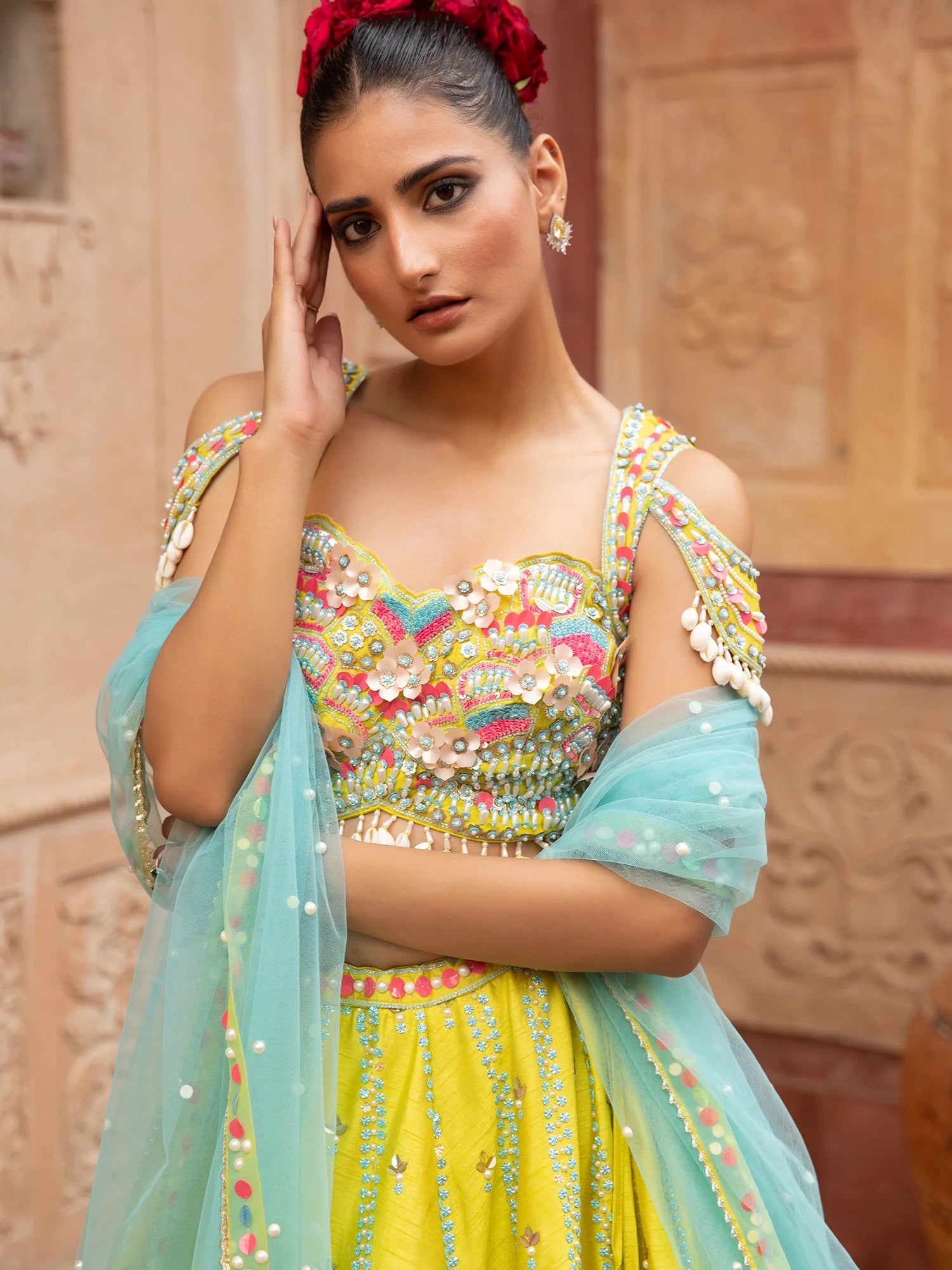 Lime Embroidered Lehenga