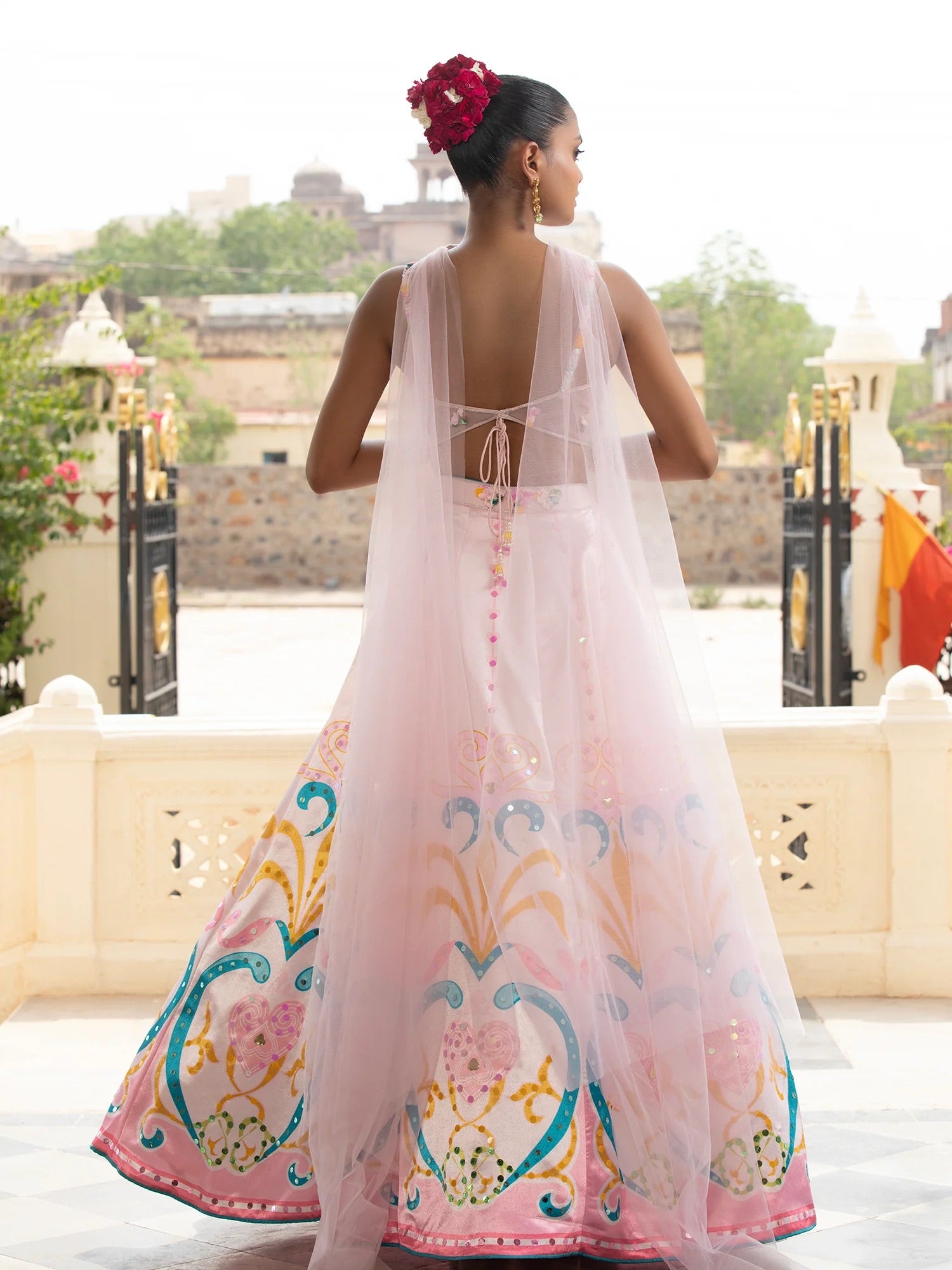 Silk Multicolor Lehenga With Appliqué Work