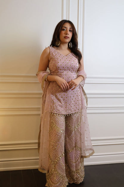 Amara Blush Peplum Sharara Set