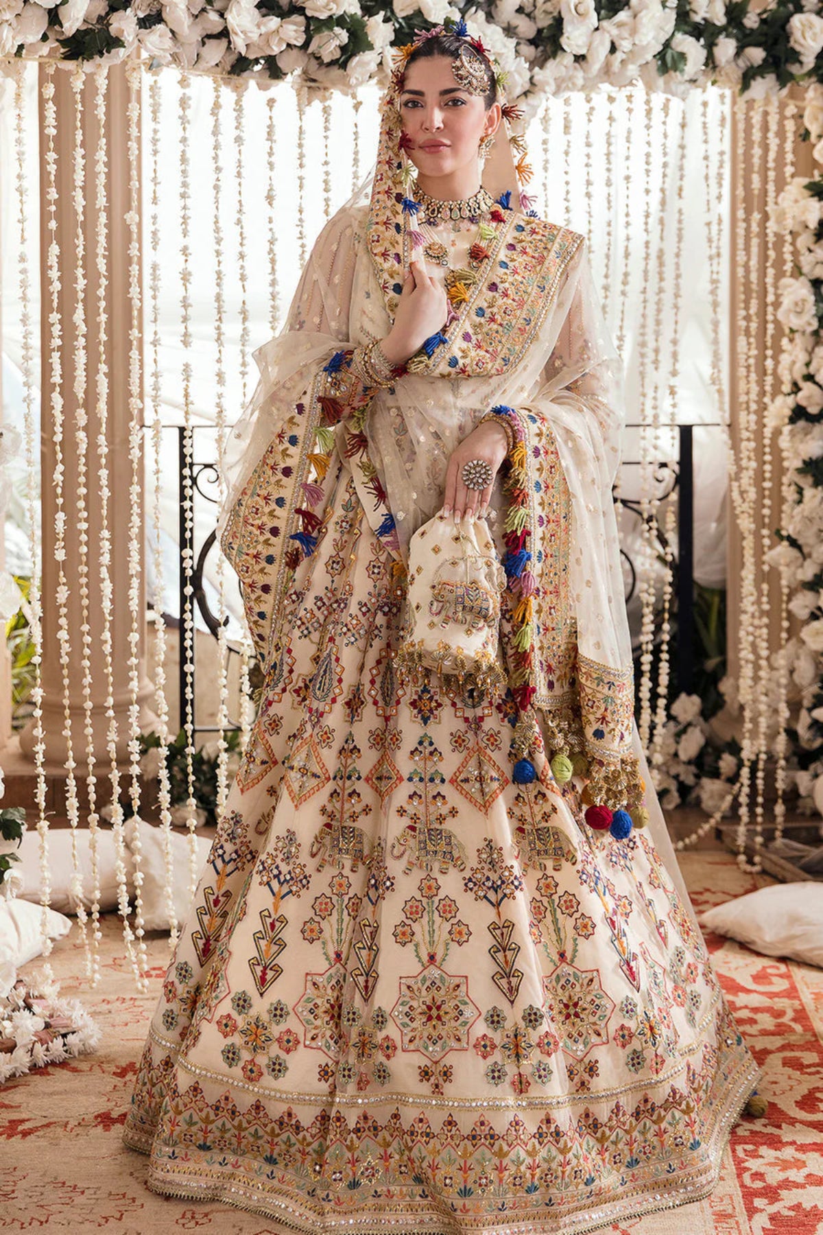 Ivory Multicolour Lehenga - Dorie