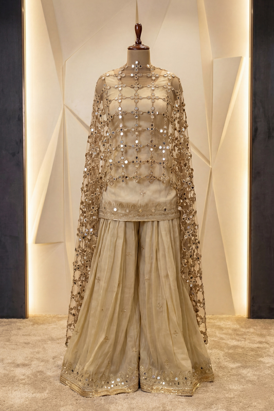 Mirror Veil Sharara Set