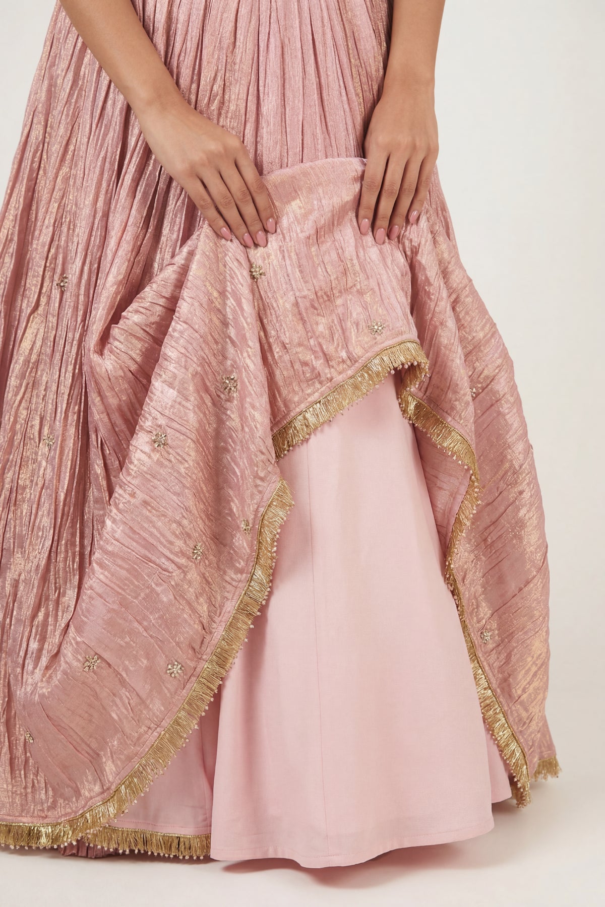 Rose Pink Tissue Organza Lehenga Skirt