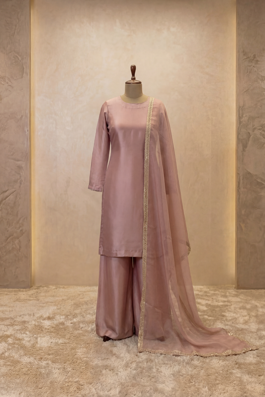 Blush Rose Straight Kurta Palazzo Set