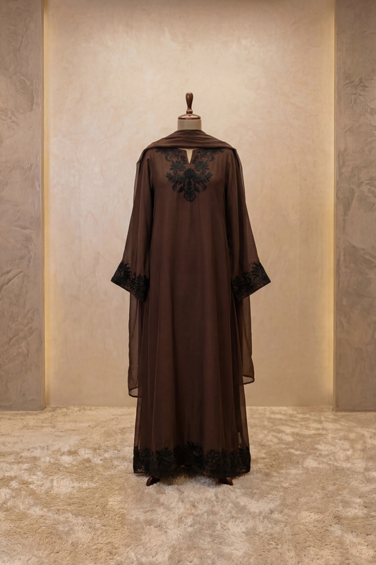 Noir Shadow Embroidered Cape Kurta Set