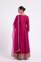 Rani Pink Gold Zari Anarkali Suit by Dorie Atelier – view 5