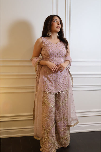 Amara Blush Peplum Sharara Set