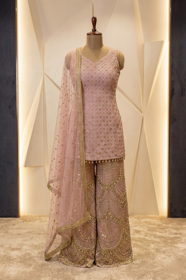 Amara Blush Peplum Sharara Set