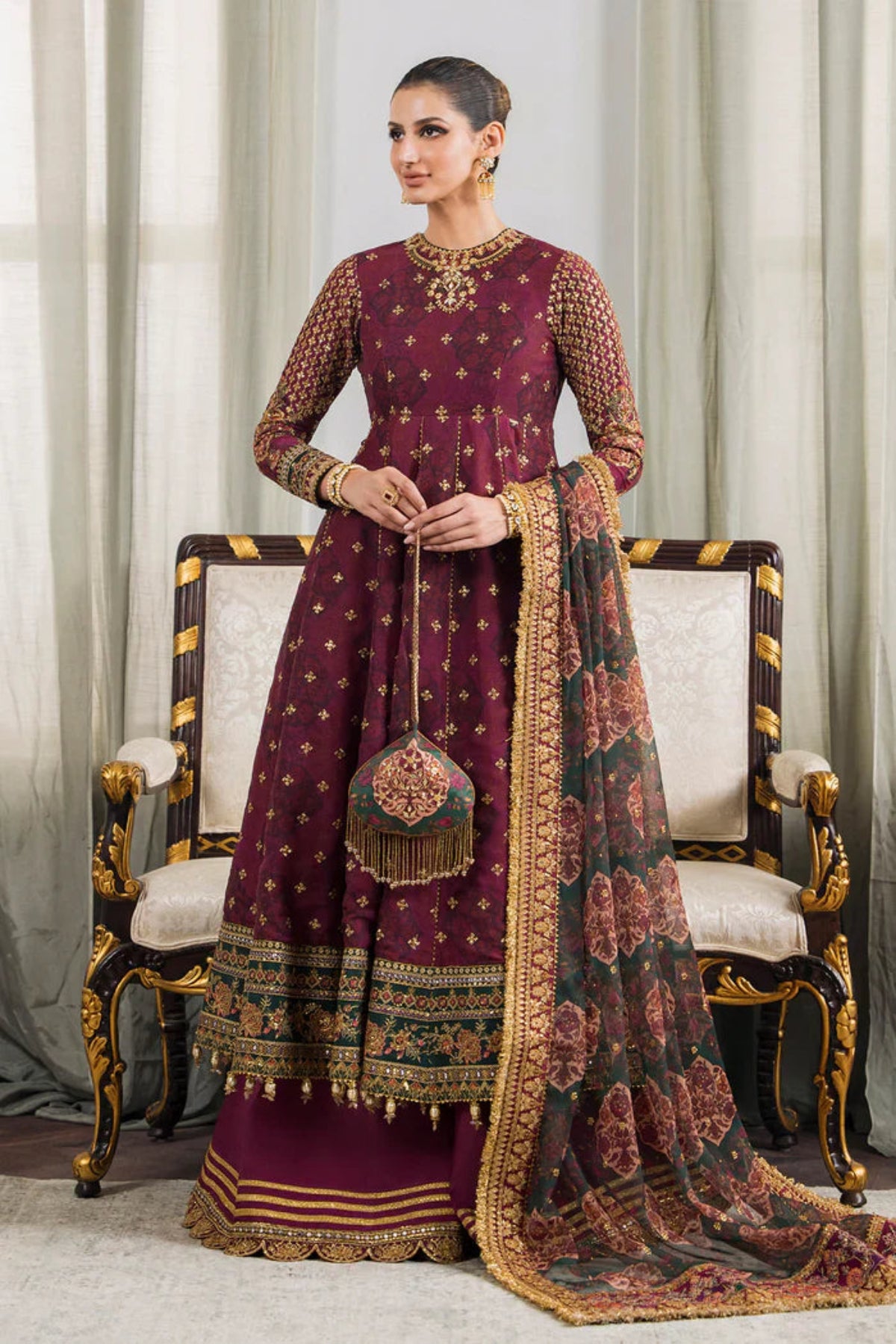 Maroon Frock Suit - Dorie