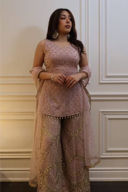 Amara Blush Peplum Sharara Set