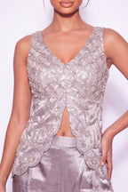 Écaille Silver Grey Sequin Co-ord Set by Dorie Atelier – view 4