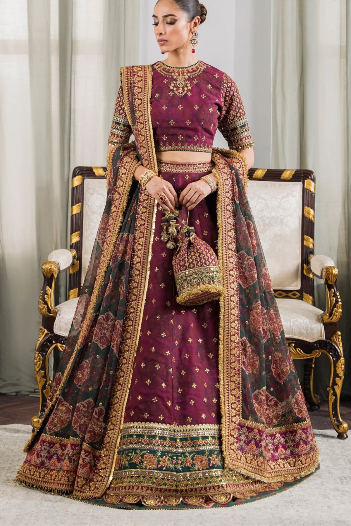 Maroon Lehenga - Dorie