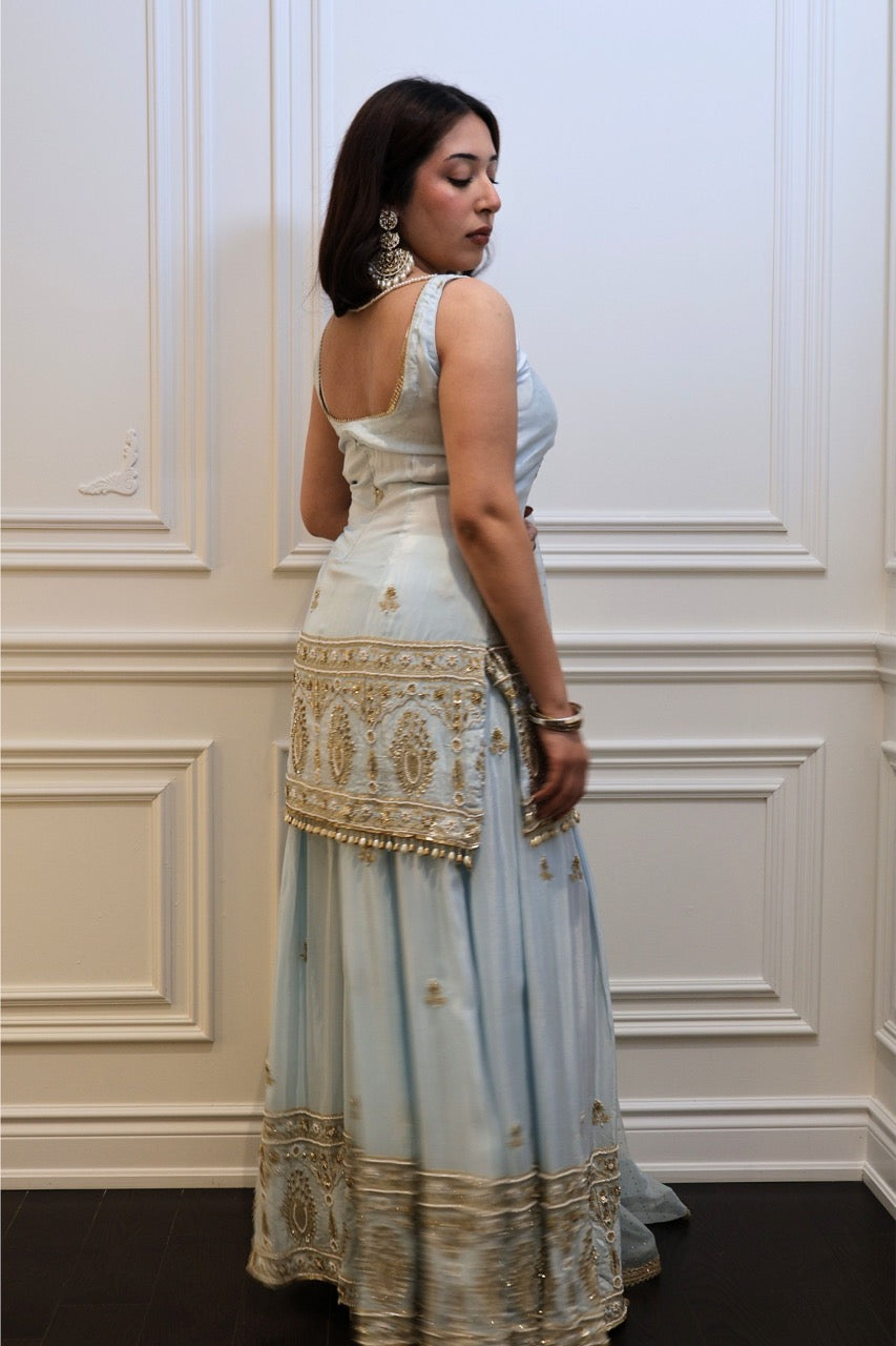 Aqua Zari Sharara Set