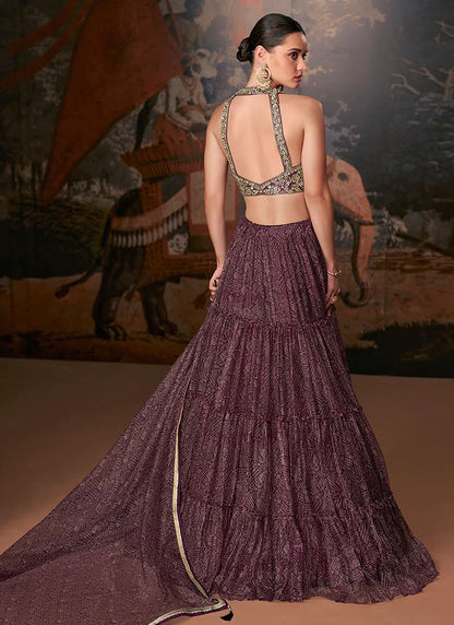 Plum Royale Tiered Lehenga Set