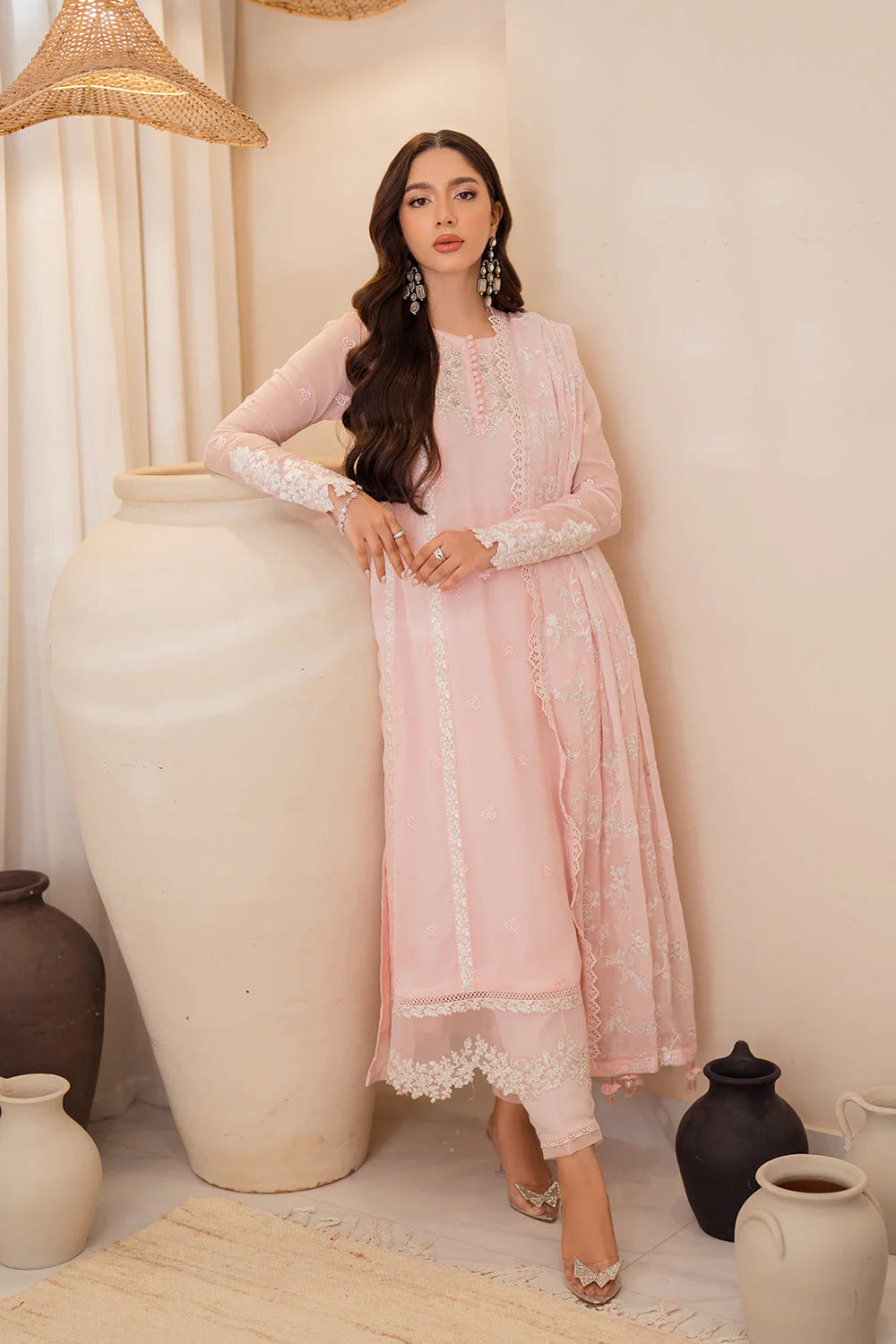 Baby Pink Embroidered Suit - Dorie