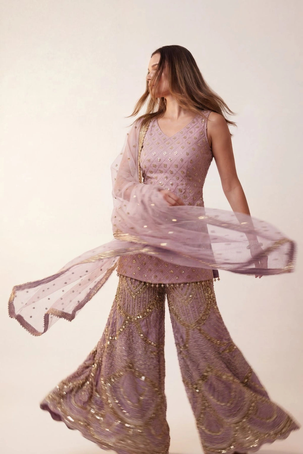 Amara Blush Peplum Sharara Set