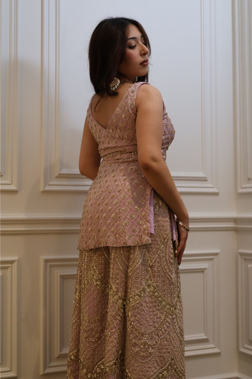 Amara Blush Peplum Sharara Set