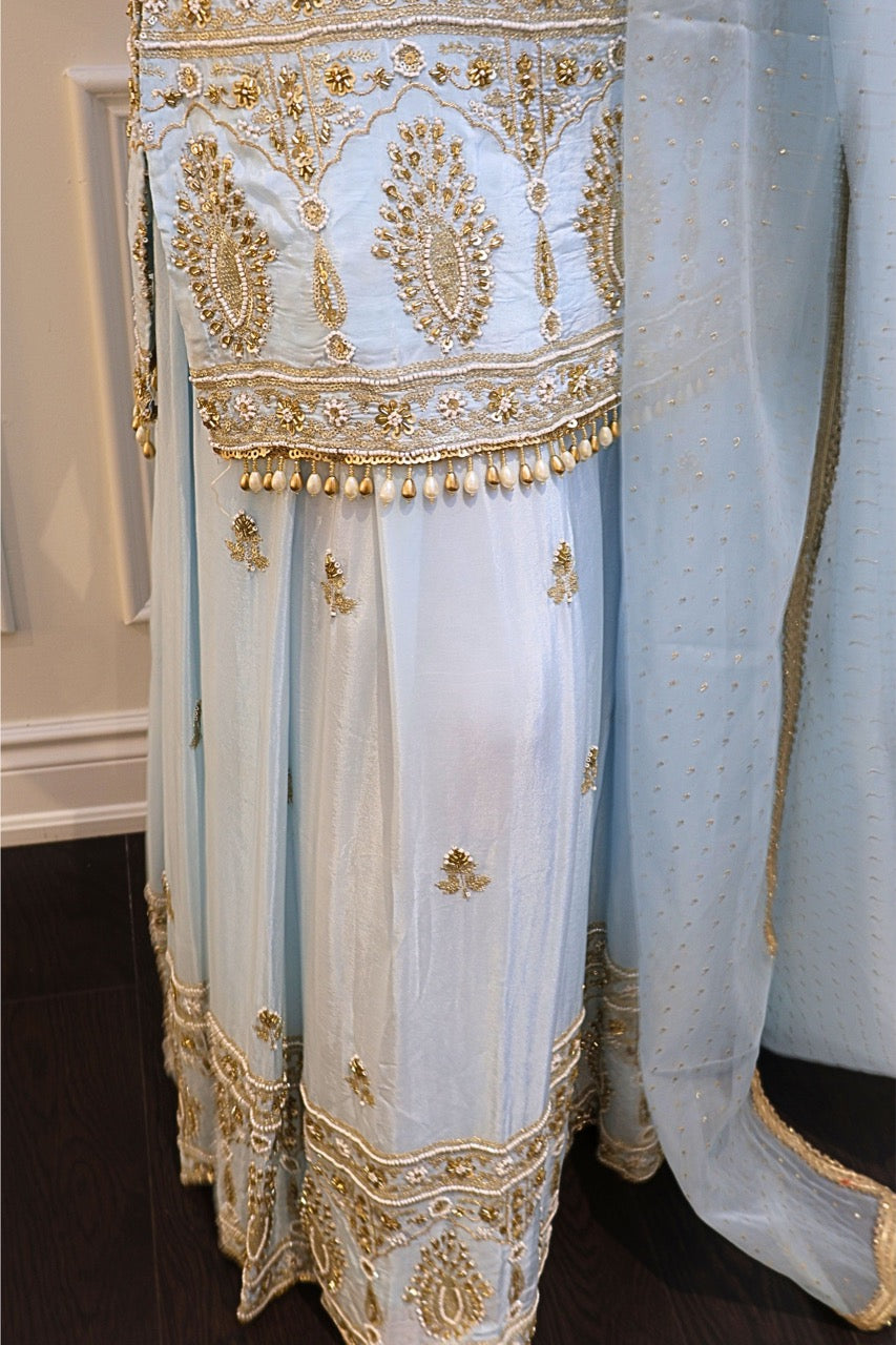 Aqua Zari Sharara Set