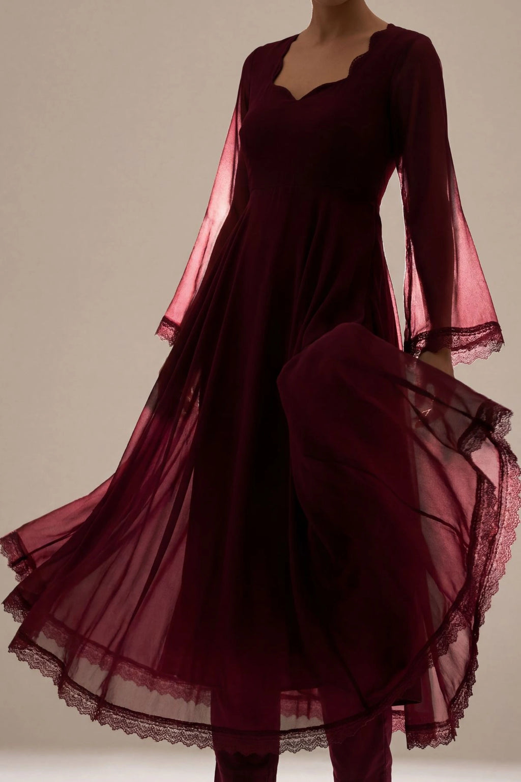 Merlot Anarkali Set