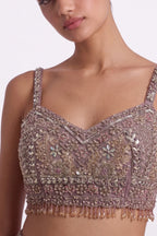 Cassonade Mauve Pre-Draped Saree by Dorie Atelier – view 2
