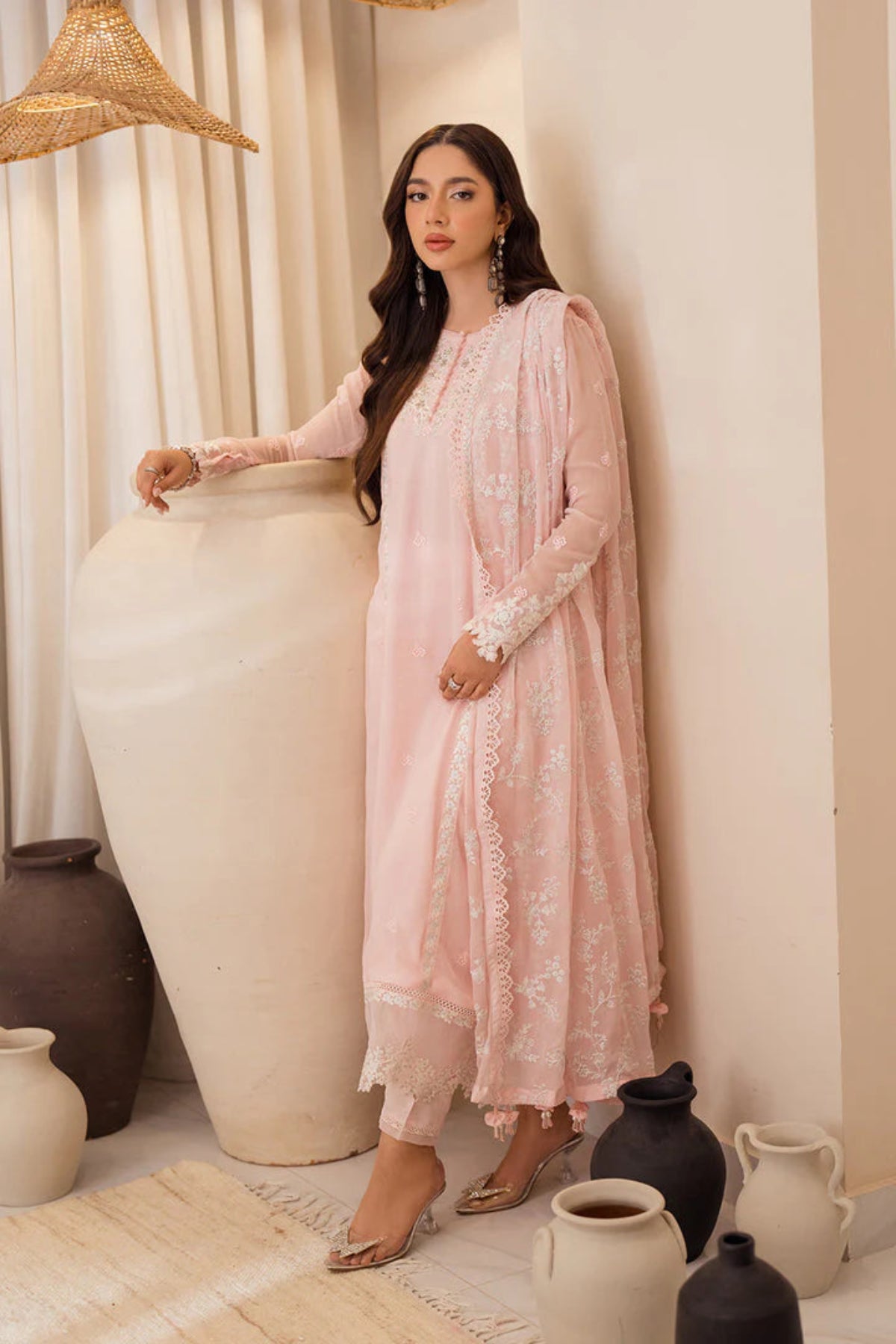 Baby Pink Embroidered Suit - Dorie