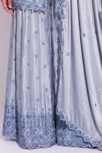 Colombe Powder Blue Beaded Sharara Suit by Dorie Atelier – view 4
