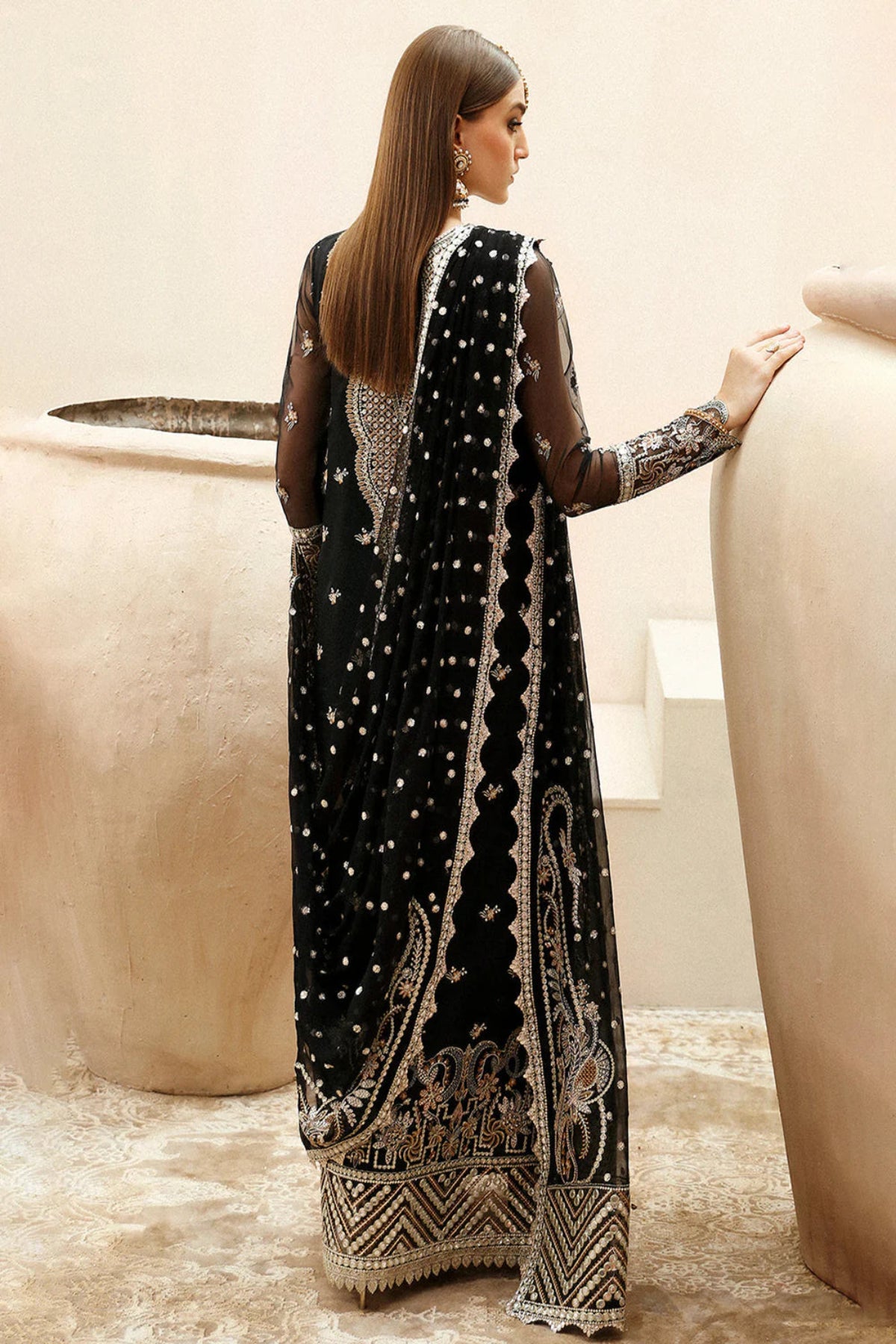 Black Embroidered Suit - Dorie