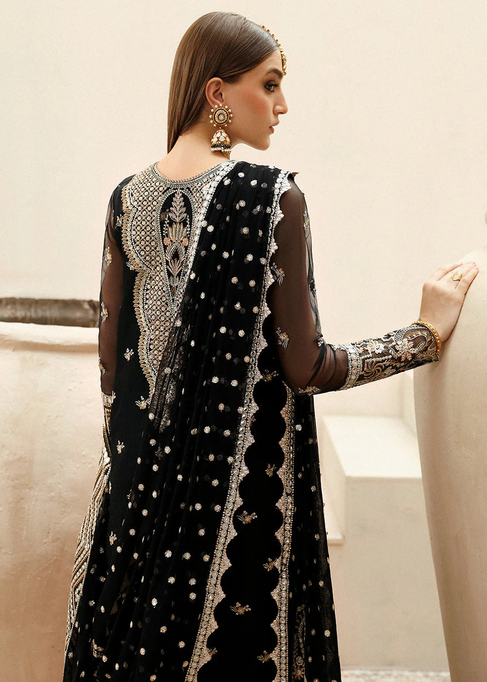 Black Embroidered Suit - Dorie