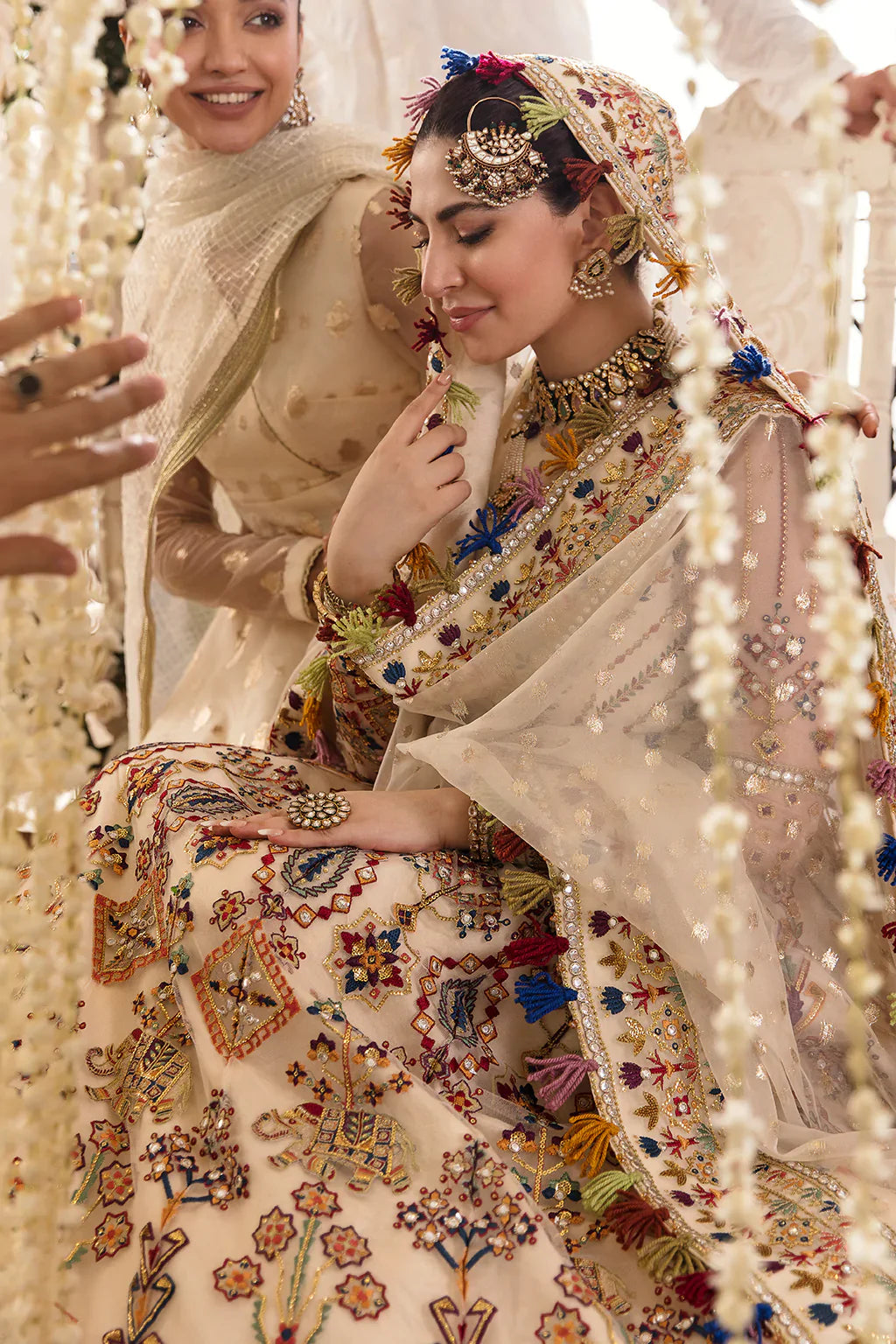 Ivory Multicolour Lehenga - Dorie