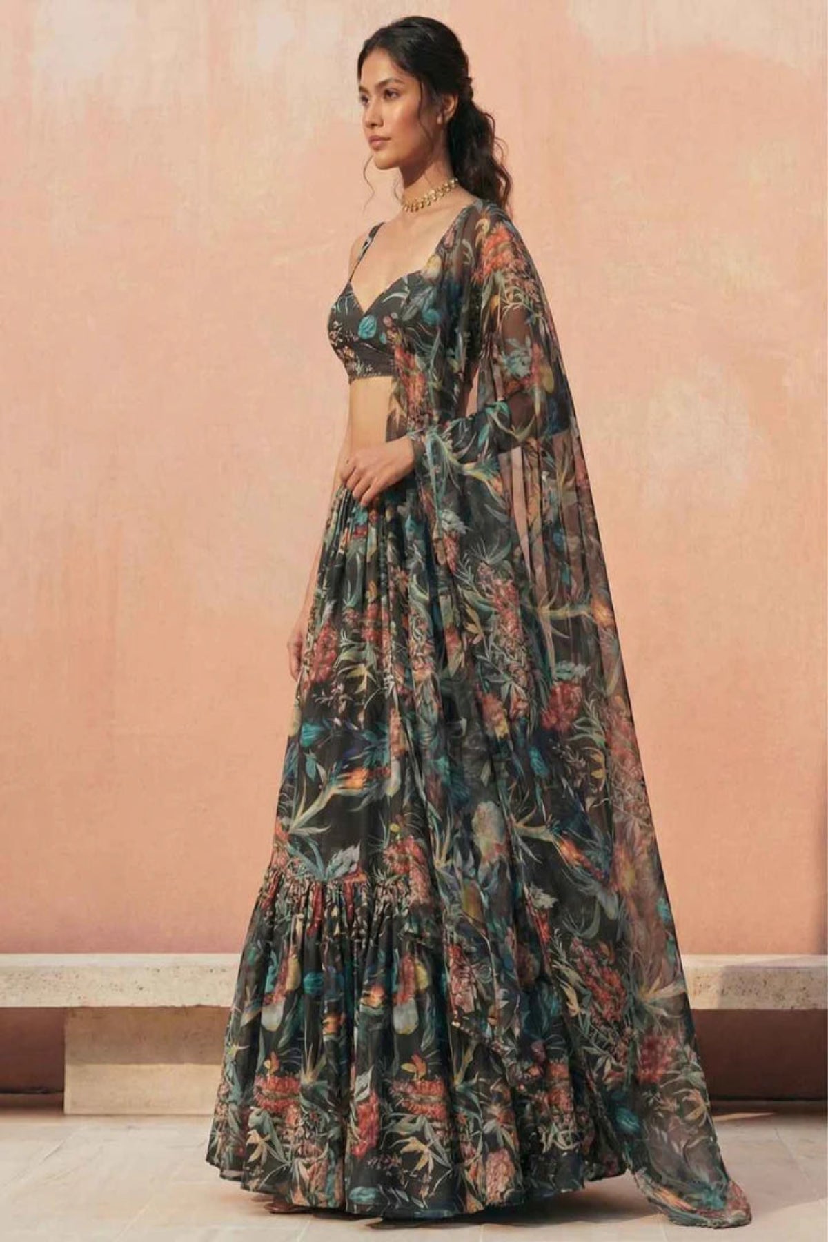 Aria Noir Printed Lehenga Set