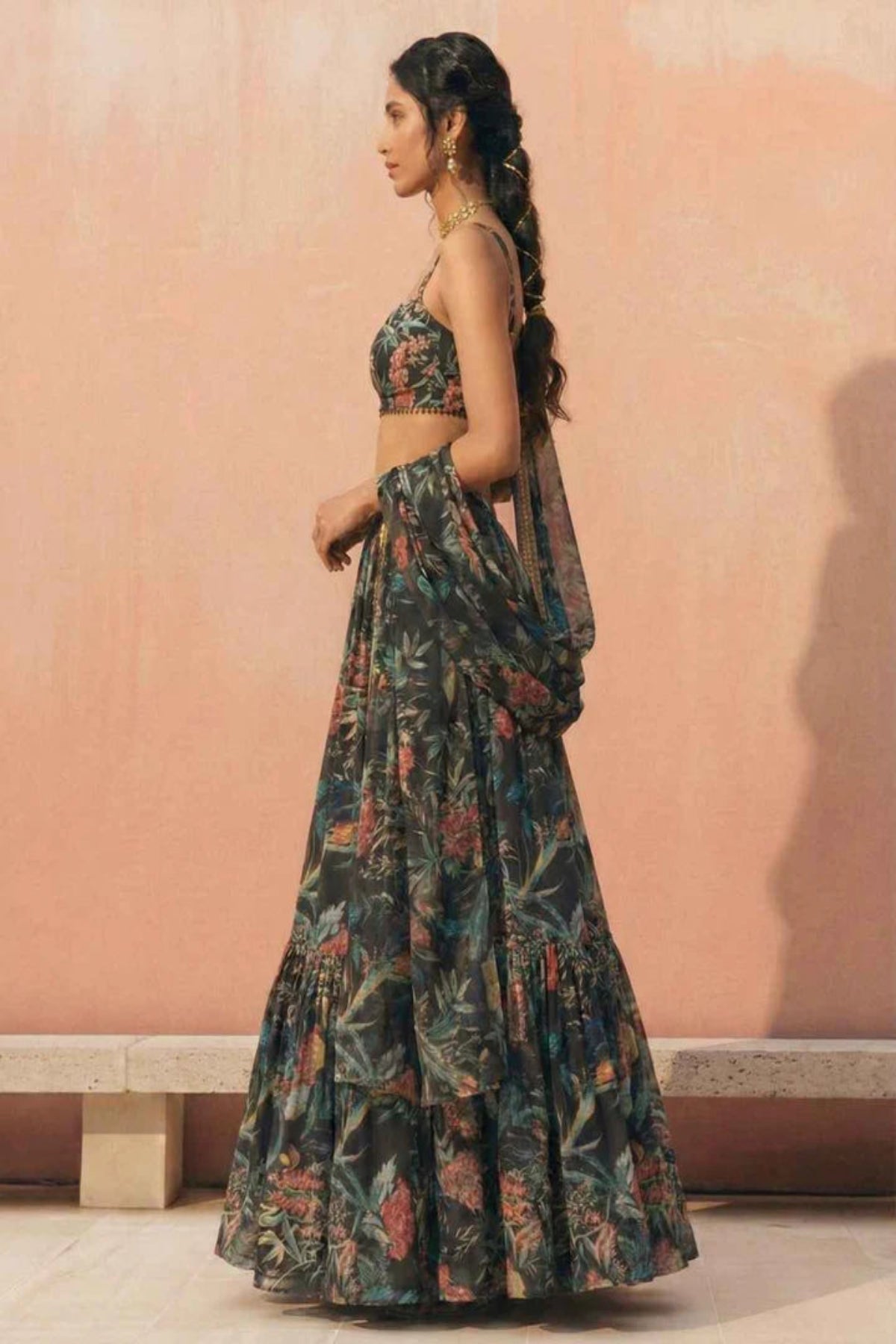 Aria Noir Printed Lehenga Set