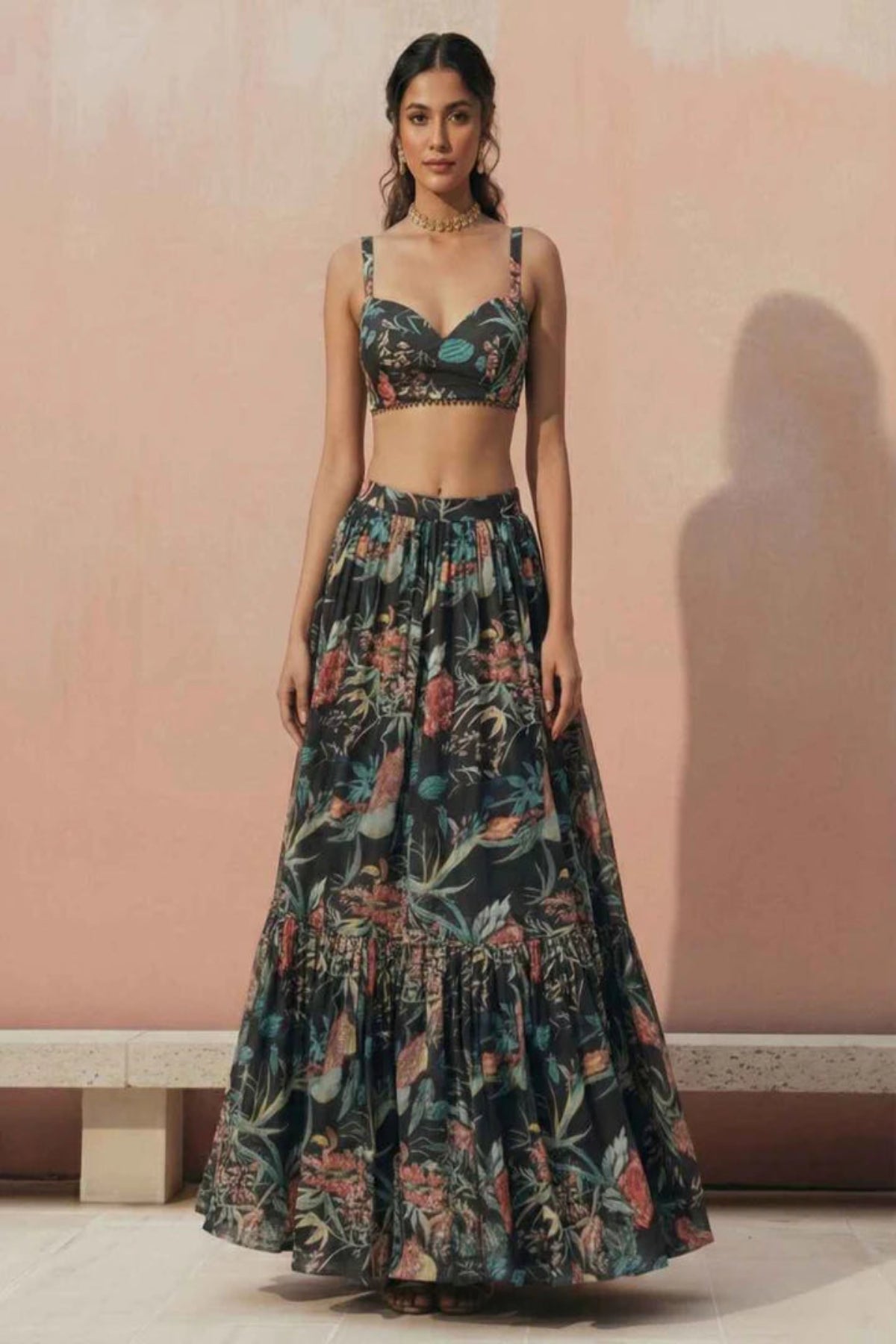 Aria Noir Printed Lehenga Set