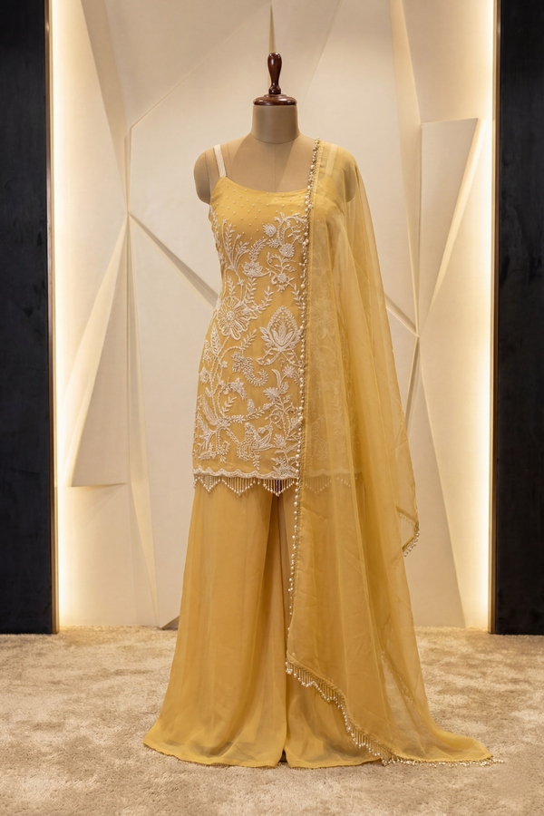 Mustard Bloom Sharara Set