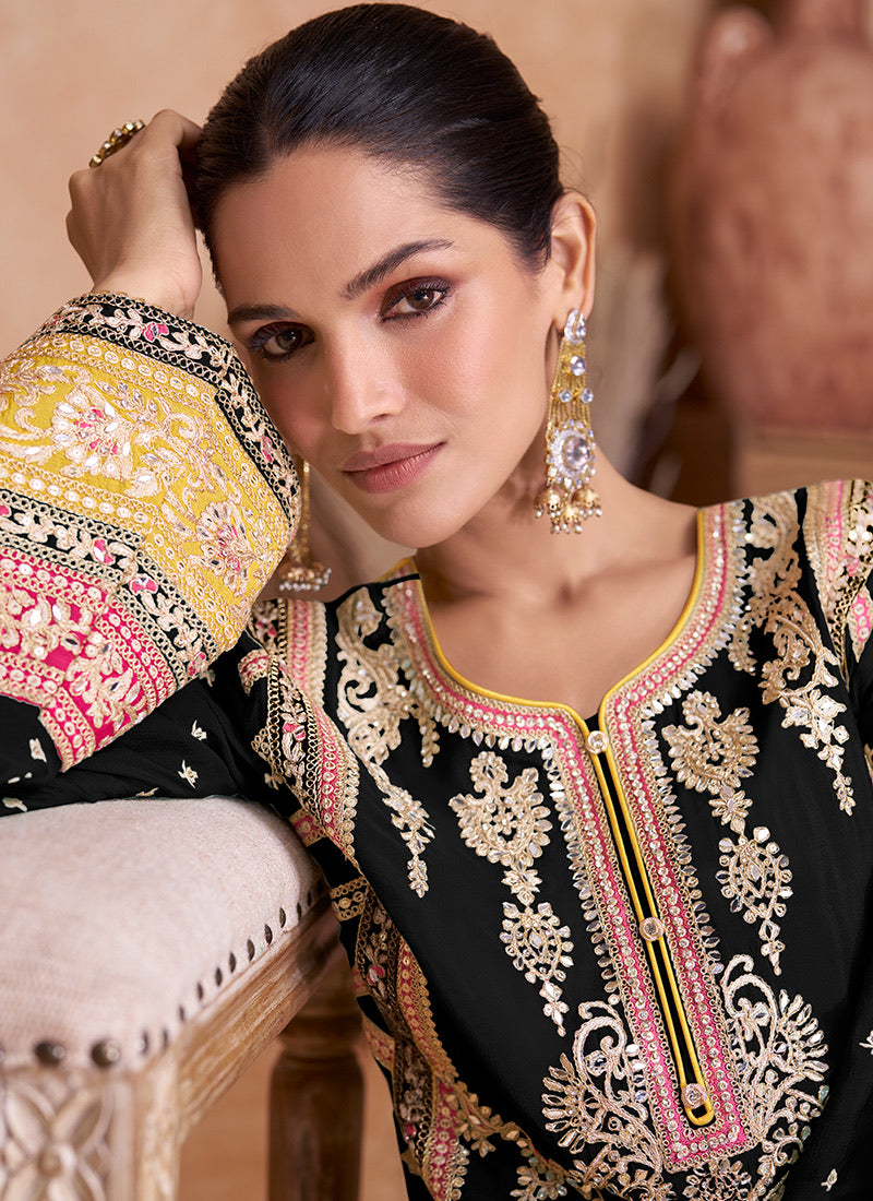 Zariya Palazzo Set in Black