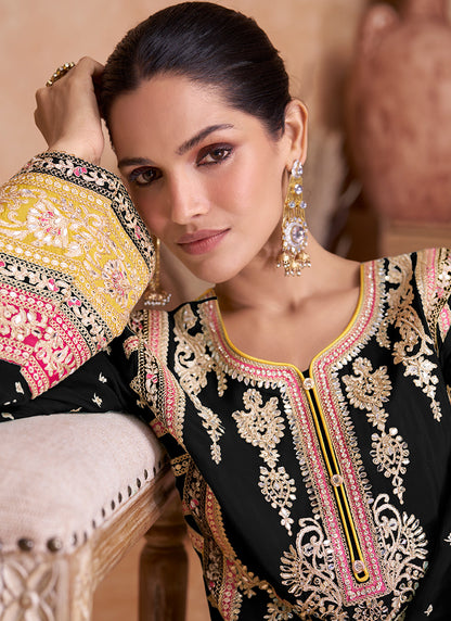 Zariya Palazzo Set in Black