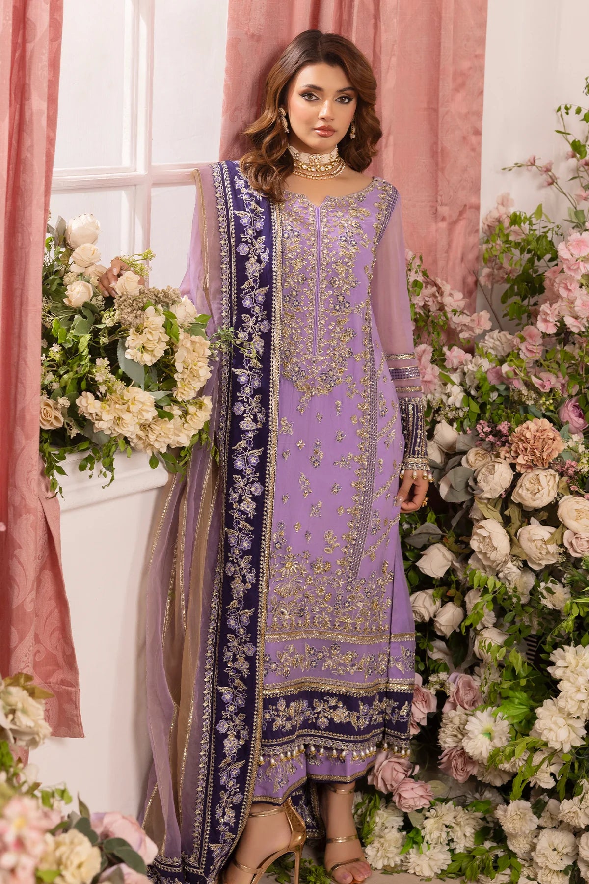 Lavender Embroidered Suit - Dorie
