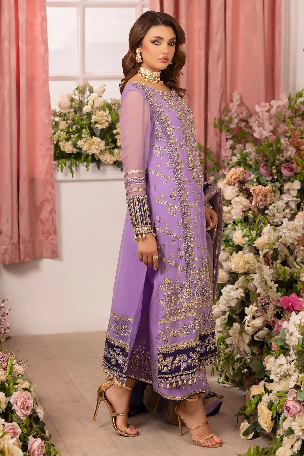 Lavender Embroidered Suit - Dorie