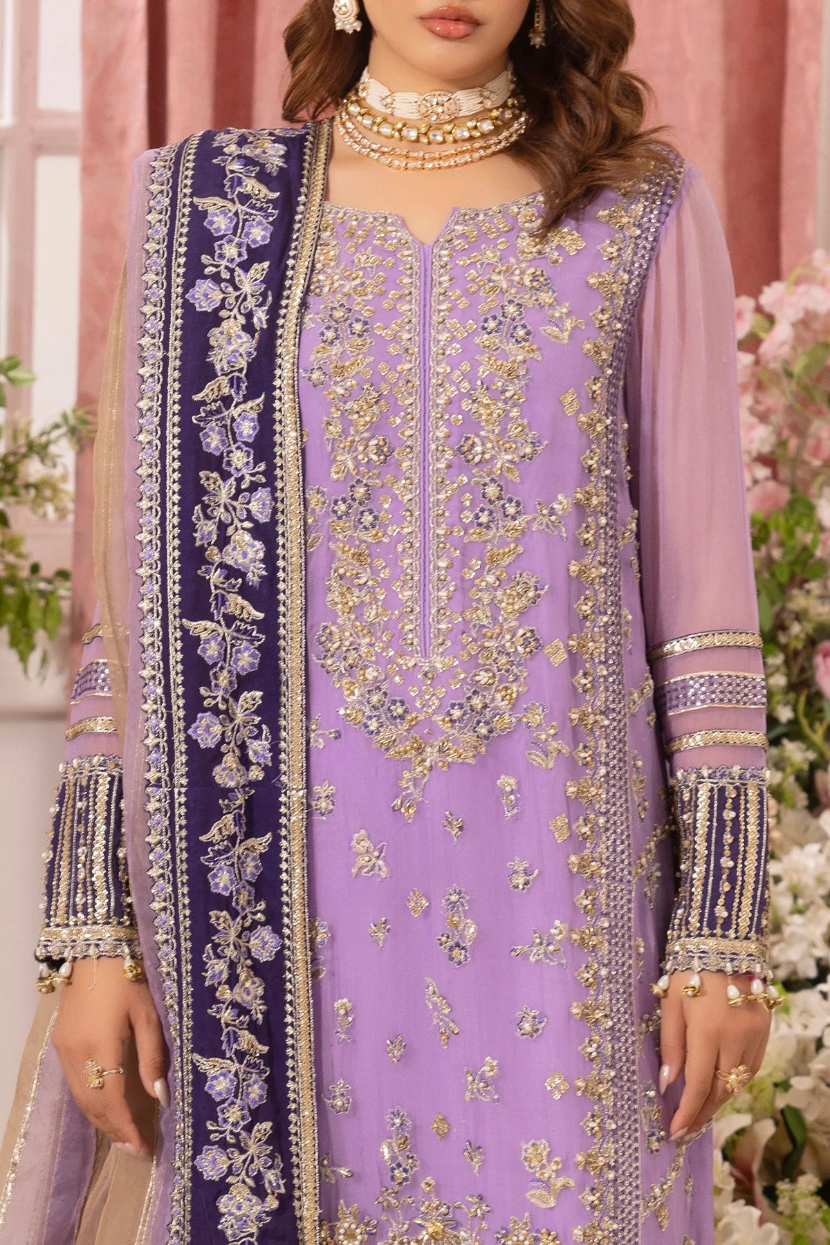 Lavender Embroidered Suit - Dorie
