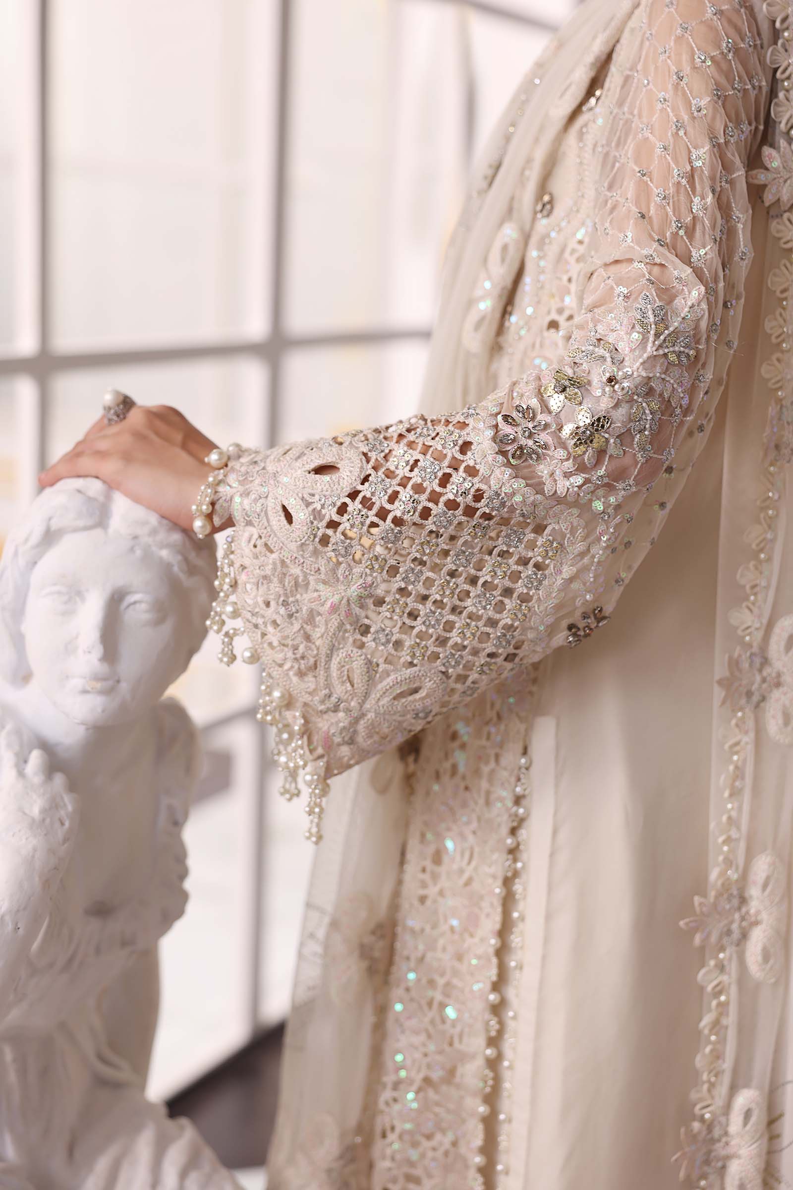 Beige Embroidered Suit - Dorie