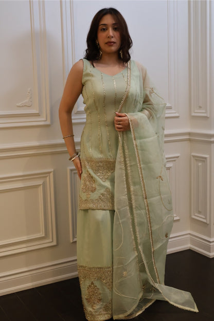 Sage Zari Sharara Set