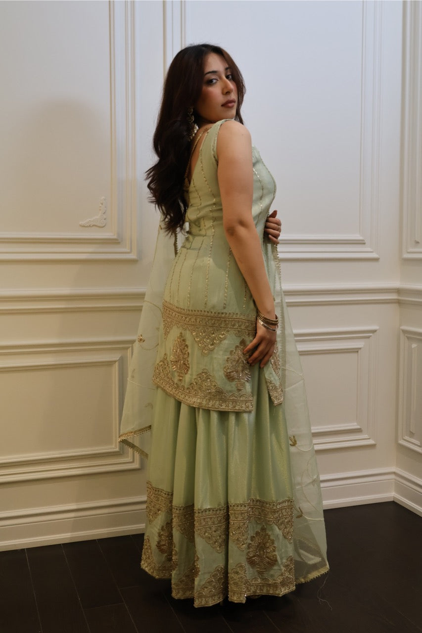 Sage Zari Sharara Set