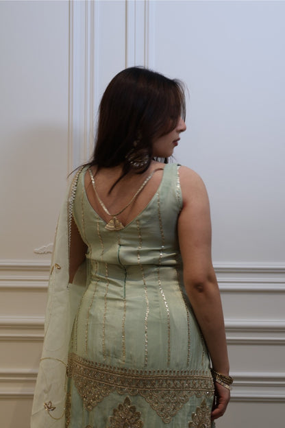 Sage Zari Sharara Set